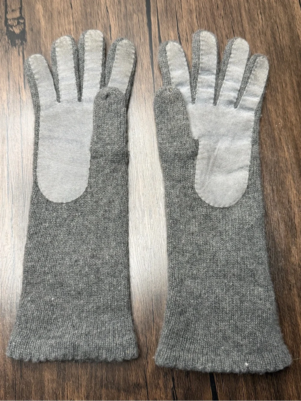 vintage B Altman &Co grey cashmere leather longe gloves